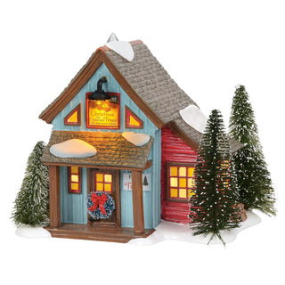 Department 56 Snow Village Farms Christmas Tree Lot lighted building figurine with evergreen trees