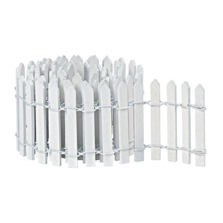 White miniature picket fence sections for Department 56 Snow Village display