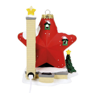 Department 56 Npsvl Sparkle Star House red star-shaped building with chimney and Christmas tree