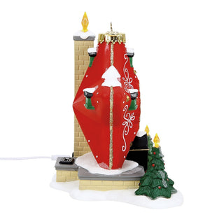 Department 56 Npsvl Sparkle Star House lighted figurine with red ornament building and Christmas trees