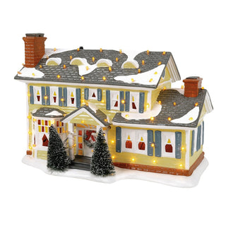 Department 56 Griswold Holiday House lit ceramic village figurine with snow and Christmas lights