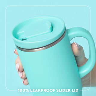 Swig 24oz mint green insulated travel mug with handle and leakproof slider lid