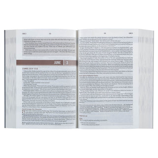 Interior pages of NLT Devotional Bible for Men showing June 3 daily reading and 2 Samuel passage