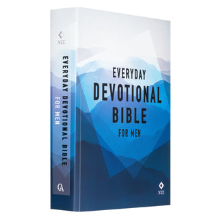 Everyday Devotional Bible for Men NLT softcover edition with blue geometric mountain design