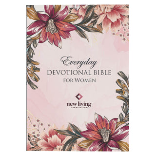 Everyday Devotional Bible for Women NLT softcover with pink floral botanical cover design