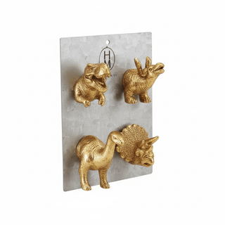 Dinosaur Magnets arranged together showing different angle view