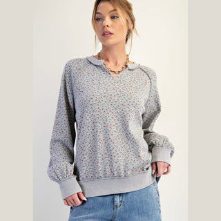 Jodifli Women's Tops Ditsy Flower Print Top
