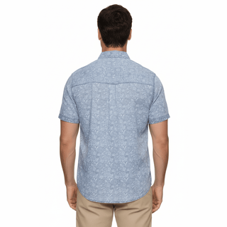 Dorset Floral Vintage Soft Shirt back view showing back details on man