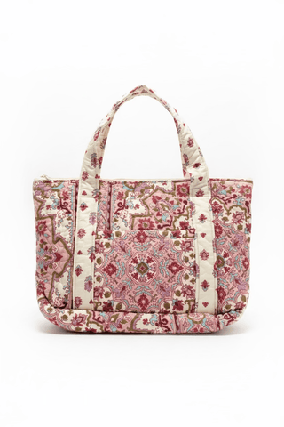 Edera Medallion Sand Fuchsia Zipper Tote