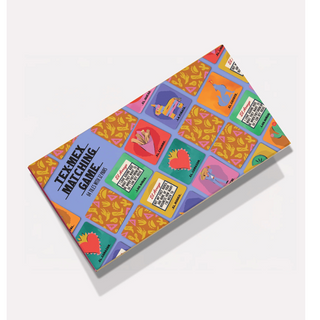 El Arroyo Tex-Mex Matching Game box with 64 colorful illustrated tiles on purple background