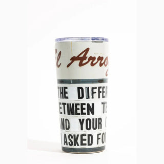 White El Arroyo 18oz insulated tumbler with vintage graphic and clear lid