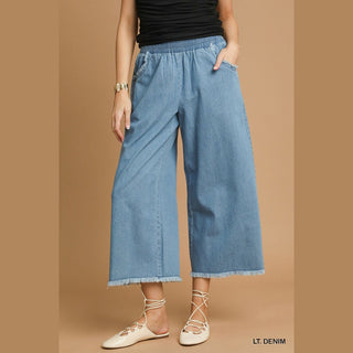 Umgee Women's Bottoms Elastic Denim Pants