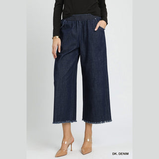 Umgee Women's Bottoms Elastic Denim Pants