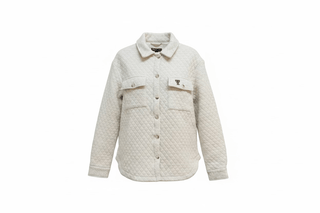 Elizabeth Quilted Knit Shacket in Oatmel