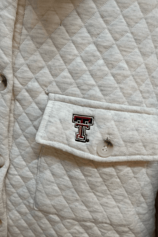 Elizabeth Quilted Knit Shacket in Oatmel