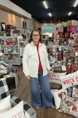 Elizabeth Quilted Knit Shacket in Oatmel