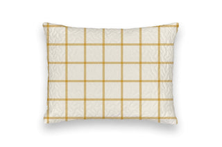 Ida Mae EB Farmhouse Check Gold Sham with cream quilted texture and gold plaid grid pattern