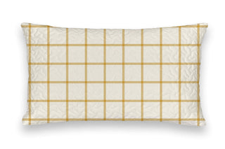 Ida Mae EB Farmhouse Check Gold Sham with cream background and golden plaid grid pattern