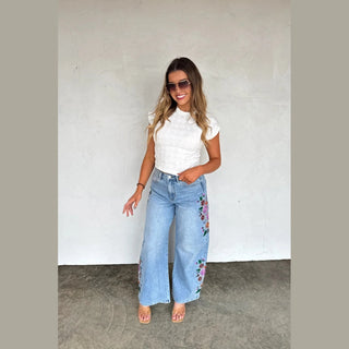 Evie Floral Embroidered Jeans