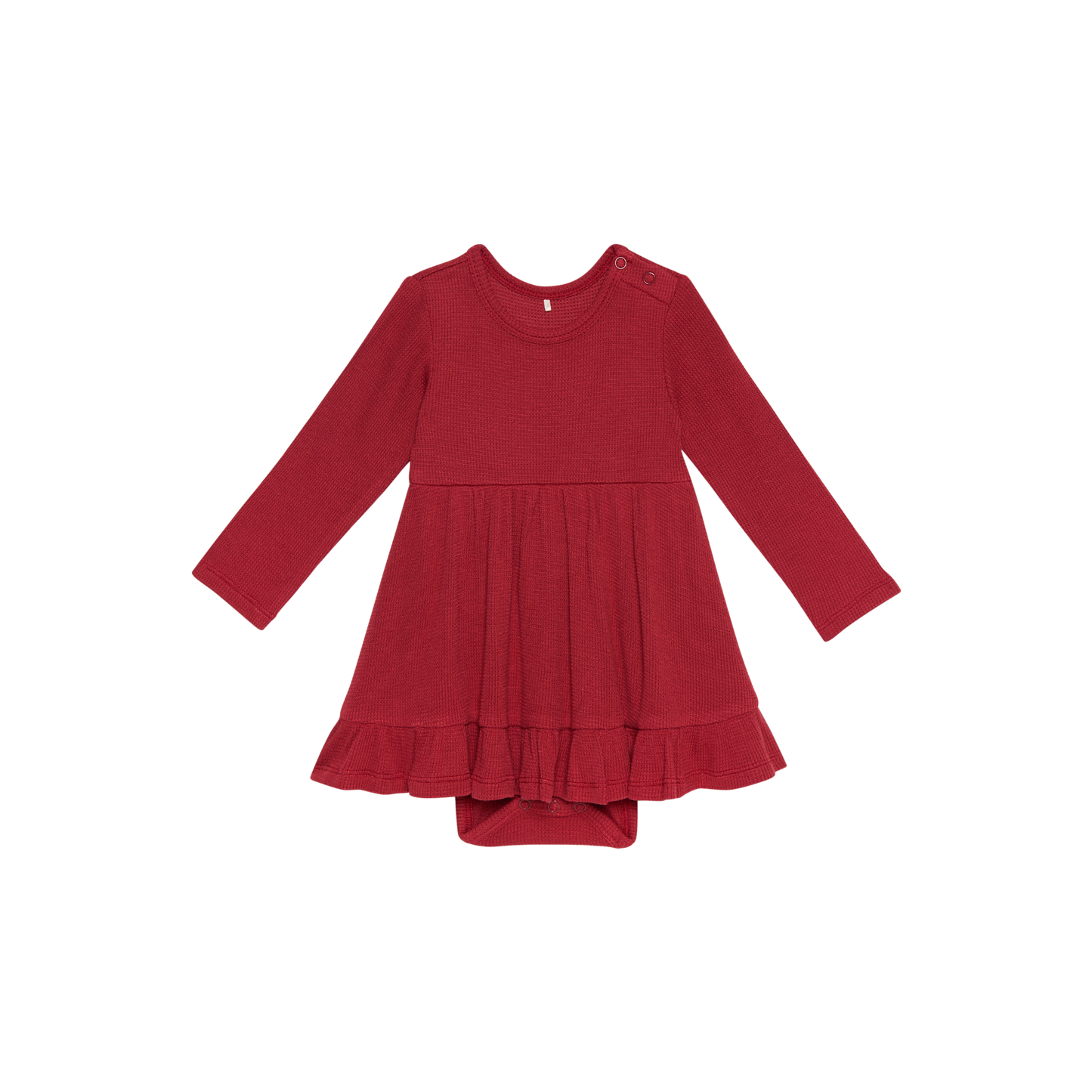 Ruffled Bodysuit Dress-Crimson Waffle