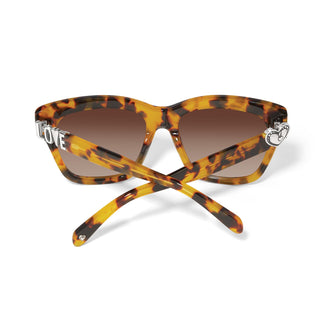 Brighton Fashionista Love Sunglasses in tortoise gold with silver LOVE lettering on temple