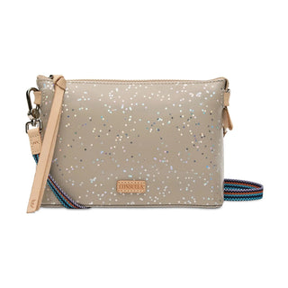 Beige glittery handbag with a strap 