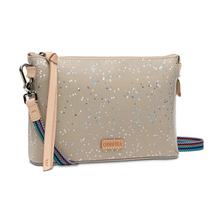 Beige glittery handbag with a strap 