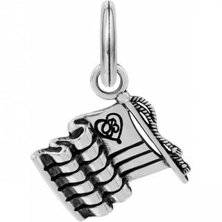 Brighton Flag of Freedom charm with raised enamel stripes, rope edge detail, and black heart logo on silver metal