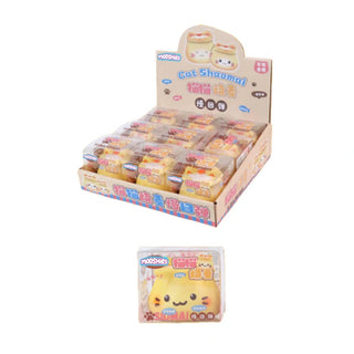 Display box of Cat Shoumai squishis with cartoon packaging 