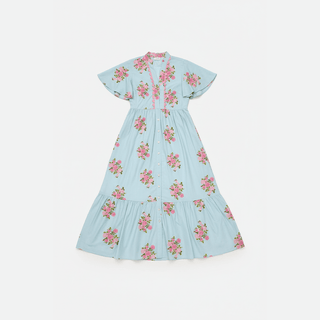Flutter Sleeve Floral Maxi Dress