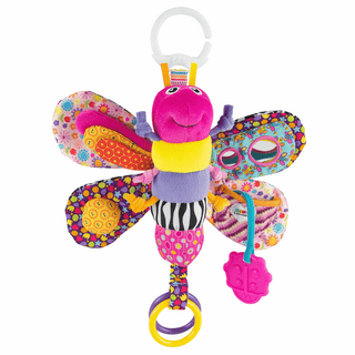 Tomy Freddie The Firefly colorful sensory baby toy with clip attachment and teether