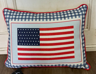 Gingham Large American Flag PIllow