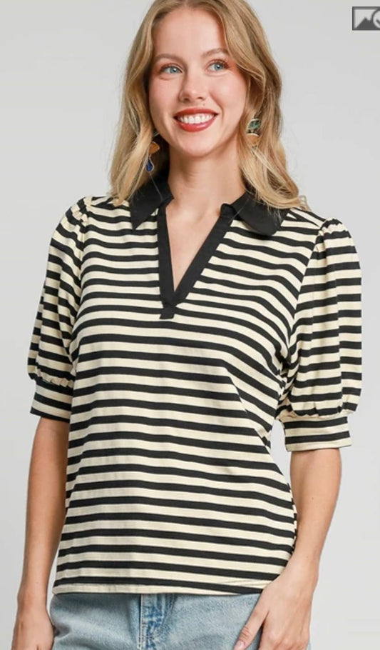 Puff Sleeve Stripe Top