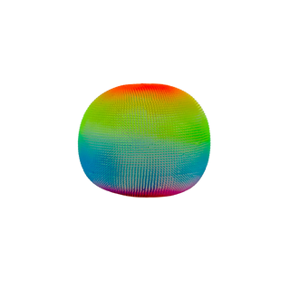 Rainbow multicolor fuzzy stretchy blob maltose sensory toy with textured surface on white background