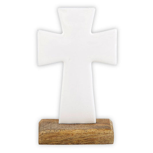 White Enamel Cross 4"