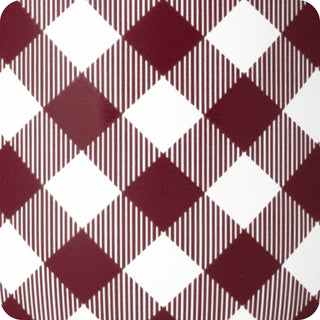 Close-up of Gameday Gingham pattern in maroon and white buffalo check design