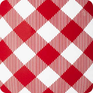 Close-up detail of red and white gingham plaid pattern used on Swig Mega Mug
