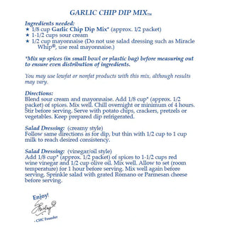 Country Home Creations Snacks Garlic Chip Dip Mix