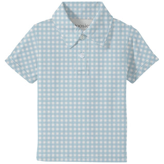 Gingham In Cottage Blue Polo Shirt 