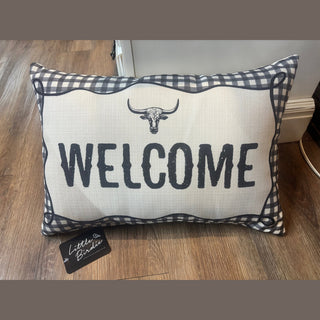The Little Birdie Pillows Gingham Wiggle Welcome Pillow