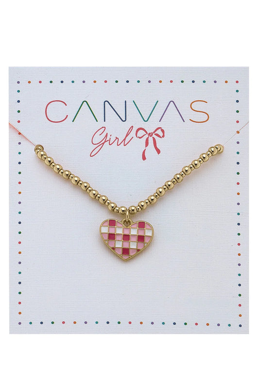 Gingham Heart Children's Necklace