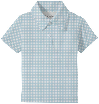 Gingham In Cottage Blue Polo Shirt 