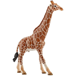 Schleich male giraffe figurine with detailed reticulated brown and cream pattern standing upright