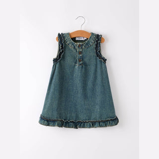 Rylee Faith Designs Kid's Dresses Girls Denim Ruffle Dress