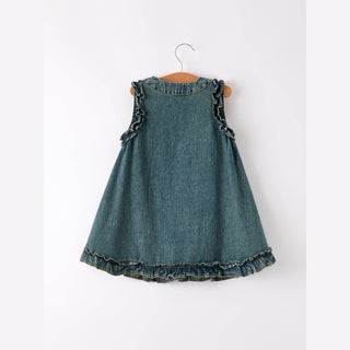 Rylee Faith Designs Kid's Dresses Girls Denim Ruffle Dress
