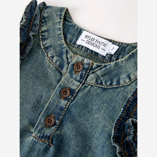 Rylee Faith Designs Kid's Dresses Girls Denim Ruffle Dress