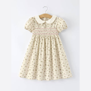 Rylee Faith Designs Kid's Dresses Girls Floral Print Smocking Dress