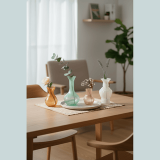 Small vases on dining table