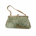 Ivory Chenille Dots on Grass Green Velvet