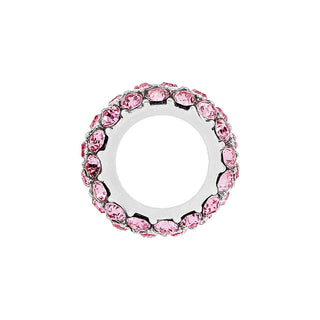 Pink oval crystal silver cylindrical spacer bead for bead collections